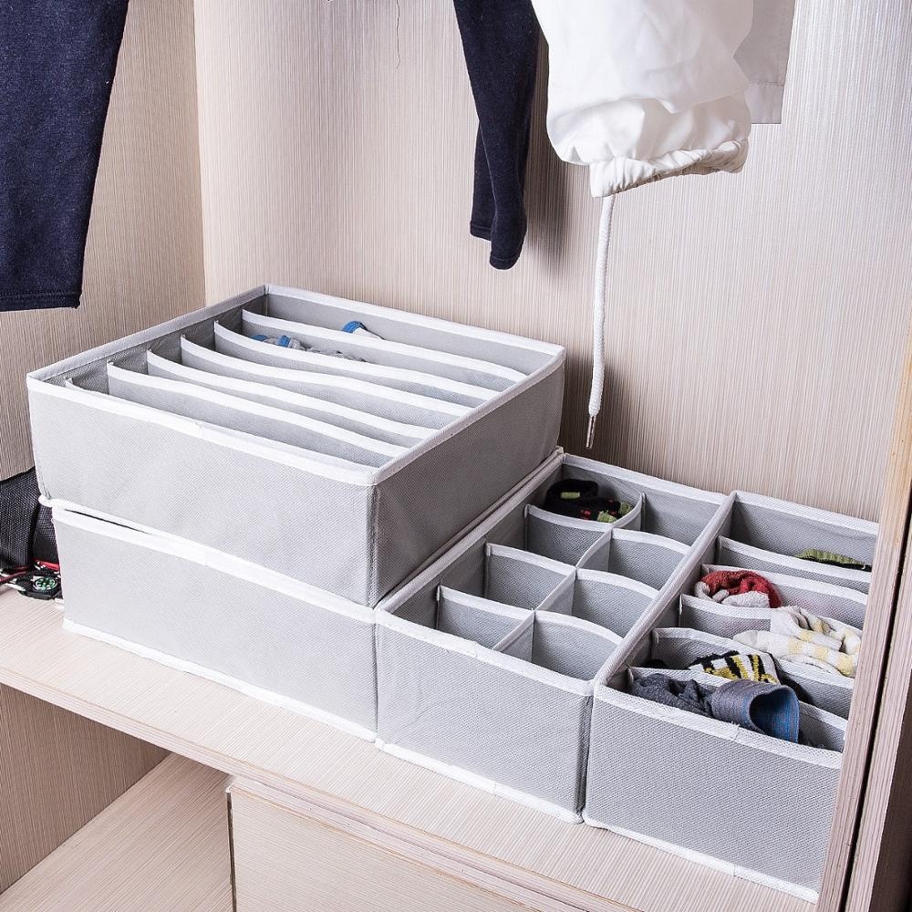 Drawer Underwear Organizer Divider Fabric Foldable Dresser Storage Basket Organizers And Storage Bins For Storing Bra, Lingerie, Undies