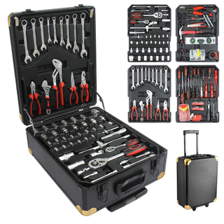 181pcs Household Auto Repair Tool Set with Aluminum Trolley Case And Wheels 