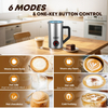 6 in 1 Electric Milk Frother in Stainless Steel Capacity 150 ml Cappuccino or 350 ml Hot Milk