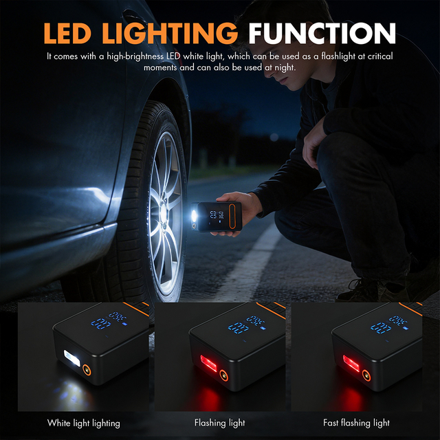 7.4V Rechargeable Car Tire Air Pump Electric Portable Cordless Tire Inflator for Roadside Emergency