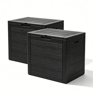 2PK 35 Gallon Waterproof Garden Tool Storage Bin Multi-functional Modern Eco-friendly Outdoor Plastic Deck Storage Box