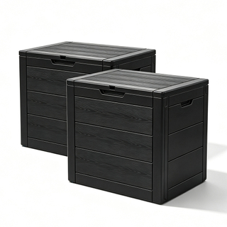 2PK 35 Gallon Waterproof Garden Tool Storage Bin Multi-functional Modern Eco-friendly Outdoor Plastic Deck Storage Box