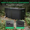Over 250L Capacity Modern Design Multifunction Large Plastic Deck Storage Shed Box Toolbox with Built-in Handle and Wheels 