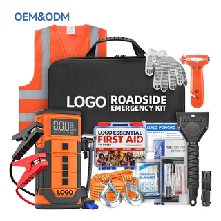 Roadside Emergency Car Kit 12V Portable Battery Jump Starter & Tire Inflator SUVs-Car Emergency Kit for Vehicles