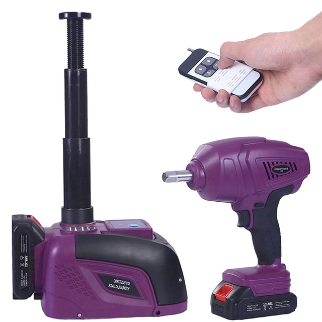 Heavy Duty Telescoping 12V Electric Car Jack with Electric Impact Wrench 5T Tire Changing Kit for SUV