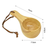Natural Wooden Tea Cups Kuksa Wooden Cup Handmade Wood Milk Tea Coffee Mug with Ergonomic Handle for Outdoor Camping Bushcraft