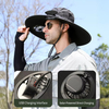 Solar Fan Hat Sunshade Fan Hat Outdoor Wide Brim Sun Hat with 2 Solar Fan for Hiking Camping Fishing