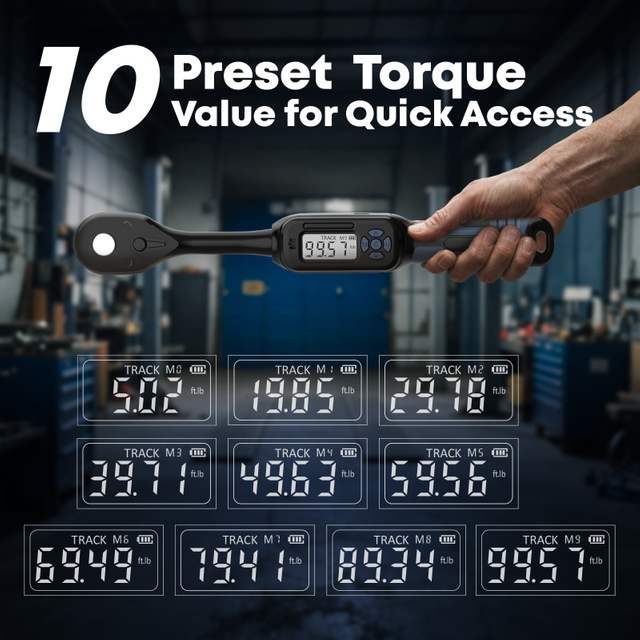 3/8 Torque Wrench Digital ±2 % Accuracy Digital Spark Plug Socket & Tire Inch Pound Torque Wrench with Buzzer And LED Flash Notification Track Mode for Moto Auto Car