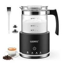 Automatic Shutoff Electric Milk Frother in Glass 4 in 1 Function