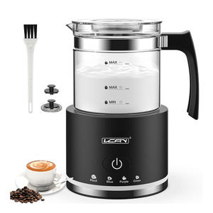 Automatic Shutoff Electric Milk Frother in Glass 4 in 1 Function