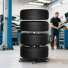 Strong 4 Wheels Rolling Car Wheel Tire Holder Rack Rim Storage Stand Rack Tire Storage Stand with Wheel