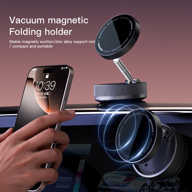 1080 Rotation Flexible Dash Car Mount Suction Strong Magnets Car Phone Stand Holder for IPhone 16 15 14 13 Pro MagSafe