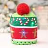 New Christmas Hat with Ball Knitted Hat Belt LED Colorful Dazzling Lamp Decorative Pompom Beanie Hat Scarf Set