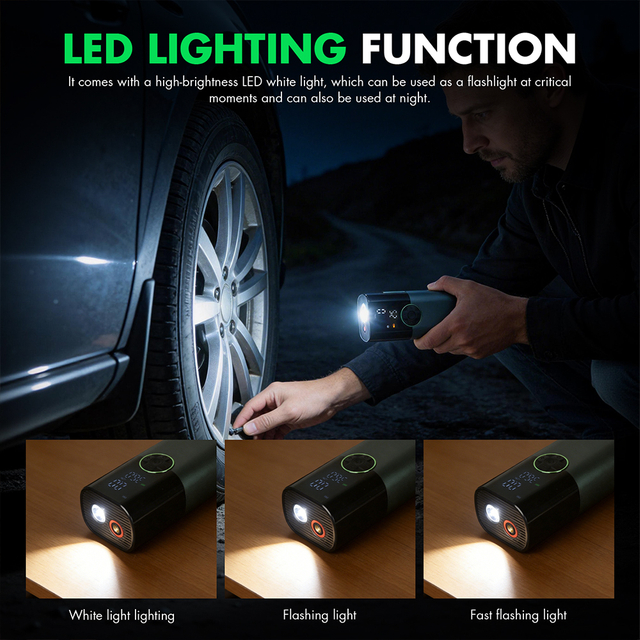 Portable Cordless Air Compressor for Car & Bike Tires with Digital Pressure Gauge and Tire Pressure Monitor