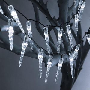 LED Christmas Icicle Lights, Indoor Crystal Ice String Lights for Christmas Tree Decor Cool White Light for Holiday Decorations