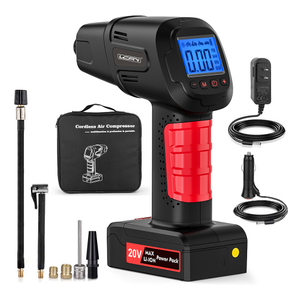 Handheld Rechargeable Tire Inflator Car Air Pump with Emergency Light and Tire Pressure Monitor Power Bank Function