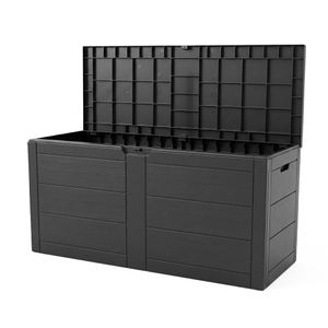 Over 250L Capacity Modern Design Multifunction Large Plastic Deck Storage Shed Box Toolbox with Built-in Handle and Wheels 