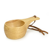 Natural Wooden Tea Cups Kuksa Wooden Cup Handmade Wood Milk Tea Coffee Mug with Ergonomic Handle for Outdoor Camping Bushcraft
