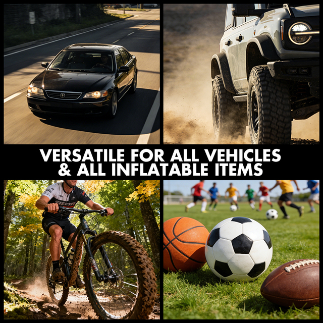 12V Heavy Duty Tyre Inflator Double Cylinder Car Air Pump Compressor with Pressure Gauge for Roadside Emergency