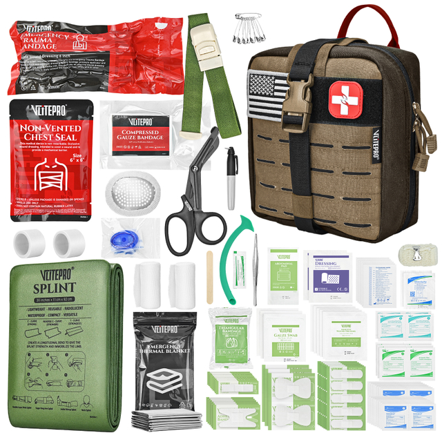 144Pcs Advanced Trauma First Aid Kit Emergency Camping Gear Portable Survival Gear for Outdoor Emergency Tool Set