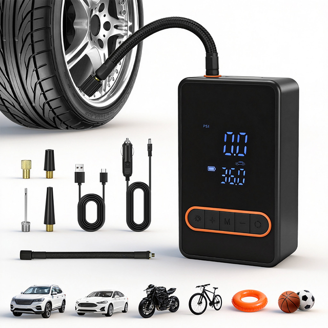 7.4V Rechargeable Car Tire Air Pump Electric Portable Cordless Tire Inflator for Roadside Emergency