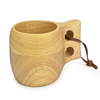 High Quality Handmade Lightweight Outdoor Wooden Camping Kuksa Cup with Leather Lanyard Wood Reusable Coffee Tea Campfire Mug