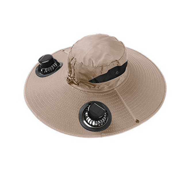 Solar Fan Hat Sunshade Fan Hat Outdoor Wide Brim Sun Hat with 2 Solar Fan for Hiking Camping Fishing