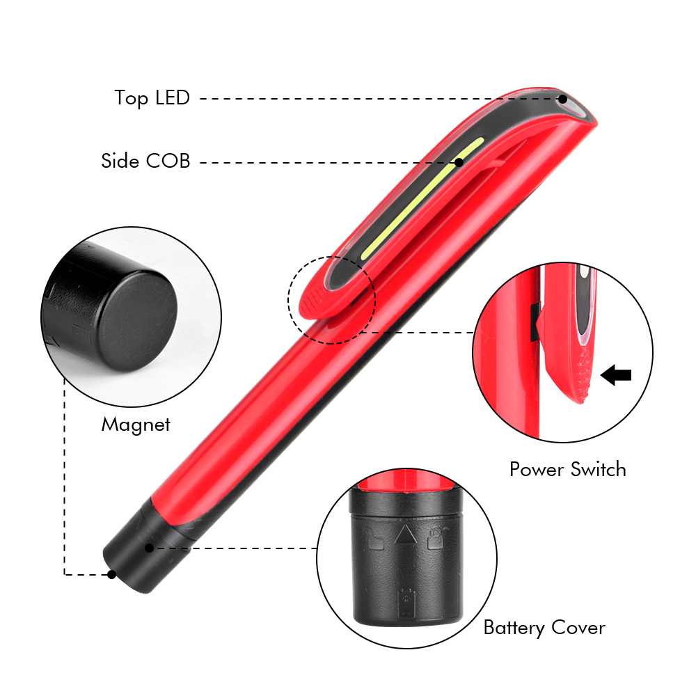 High Brightness ABS Touch Switch 150LM + 50LM CT5000K Or Customized 4H Run Time Led Light Pen, Cob Work Light