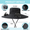 Solar Fan Hat Sunshade Fan Hat Outdoor Wide Brim Sun Hat with 2 Solar Fan for Hiking Camping Fishing