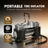 12V Heavy Duty Tyre Inflator Double Cylinder Car Air Pump Compressor with Pressure Gauge for Roadside Emergency